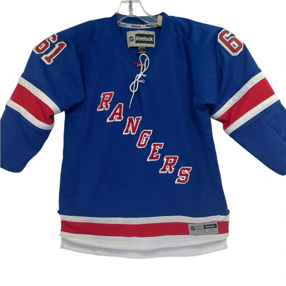Reebok NHL NY Rangers #61 Nash Hockey Jersey Sz‎ Youth L/XL (M22)